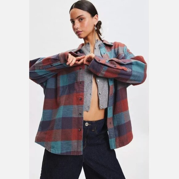 Urban Outfitters Tops - Urban Outfitters BDG Dani Oversized Flannel Shirt Tunic Top Cotton L NEW 275689
